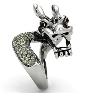 TK934 - High polished (no plating) Stainless Steel Ring with Top Grade Crystal  in Siam