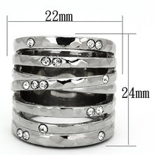 Load image into Gallery viewer, TK937 - High polished (no plating) Stainless Steel Ring with Top Grade Crystal  in Clear