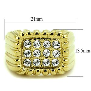 TK940G - IP Gold(Ion Plating) Stainless Steel Ring with Top Grade Crystal  in Clear