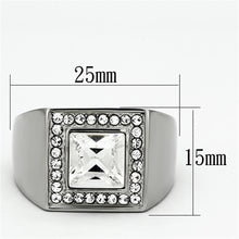 Load image into Gallery viewer, TK945 - High polished (no plating) Stainless Steel Ring with Top Grade Crystal  in Clear