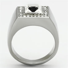 Load image into Gallery viewer, TK945 - High polished (no plating) Stainless Steel Ring with Top Grade Crystal  in Clear