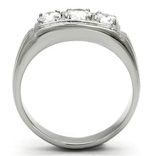 Load image into Gallery viewer, TK946 - High polished (no plating) Stainless Steel Ring with AAA Grade CZ  in Clear