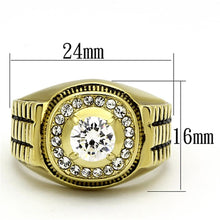 Load image into Gallery viewer, TK948G - IP Gold(Ion Plating) Stainless Steel Ring with AAA Grade CZ  in Clear