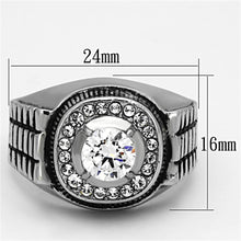 Load image into Gallery viewer, TK948 - High polished (no plating) Stainless Steel Ring with AAA Grade CZ  in Clear