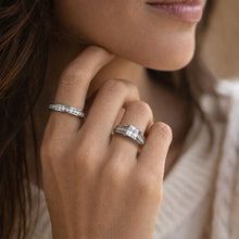 Load image into Gallery viewer, TK969 - High polished (no plating) Stainless Steel Ring with AAA Grade CZ  in Clear