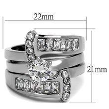 Load image into Gallery viewer, TK976 - High polished (no plating) Stainless Steel Ring with AAA Grade CZ  in Clear