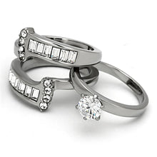 Load image into Gallery viewer, TK976 - High polished (no plating) Stainless Steel Ring with AAA Grade CZ  in Clear