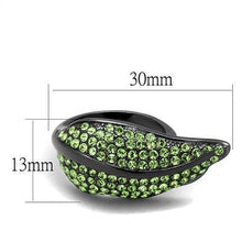 Load image into Gallery viewer, TK985LJ - IP Light Black  (IP Gun) Stainless Steel Ring with Top Grade Crystal  in Peridot