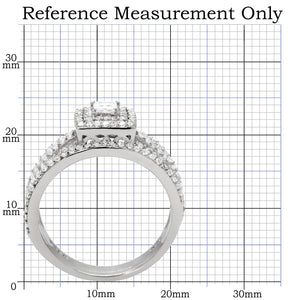 TS003 - Rhodium 925 Sterling Silver Ring with AAA Grade CZ  in Clear