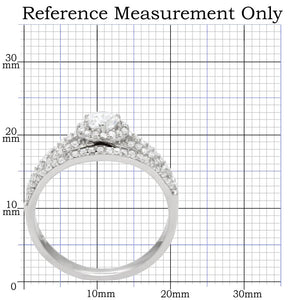 TS004 - Rhodium 925 Sterling Silver Ring with AAA Grade CZ  in Clear