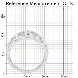 TS009 - Rhodium 925 Sterling Silver Ring with AAA Grade CZ  in Clear