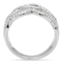 Load image into Gallery viewer, TS010 - Rhodium 925 Sterling Silver Ring with AAA Grade CZ  in Clear