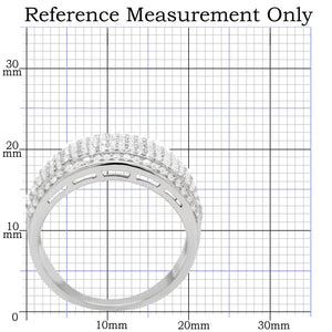 TS012 - Rhodium 925 Sterling Silver Ring with AAA Grade CZ  in Clear