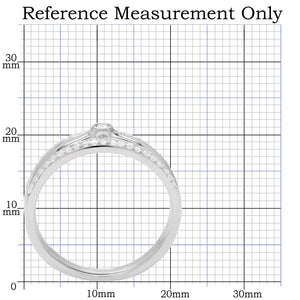TS013 - Rhodium 925 Sterling Silver Ring with AAA Grade CZ  in Clear