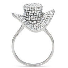 Load image into Gallery viewer, TS015 - Rhodium 925 Sterling Silver Ring with AAA Grade CZ  in Clear