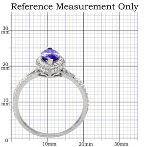 TS024 - Rhodium 925 Sterling Silver Ring with AAA Grade CZ  in Tanzanite