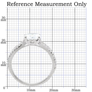 TS029 - Rhodium 925 Sterling Silver Ring with AAA Grade CZ  in Clear