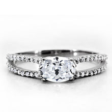 Load image into Gallery viewer, TS029 - Rhodium 925 Sterling Silver Ring with AAA Grade CZ  in Clear