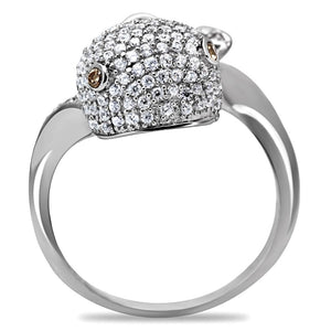 TS031 - Rhodium 925 Sterling Silver Ring with AAA Grade CZ  in Brown