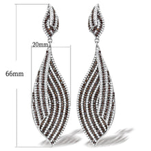 Load image into Gallery viewer, TS033 - Rhodium 925 Sterling Silver Earrings with Assorted  in Brown