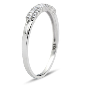 TS043 - Rhodium 925 Sterling Silver Ring with AAA Grade CZ  in Clear