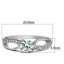 Load image into Gallery viewer, TS044 - Rhodium 925 Sterling Silver Ring with AAA Grade CZ  in Clear