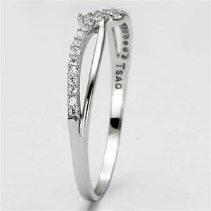 TS074 - Rhodium 925 Sterling Silver Ring with AAA Grade CZ  in Clear