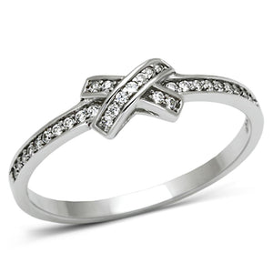 TS075 - Rhodium 925 Sterling Silver Ring with AAA Grade CZ  in Clear