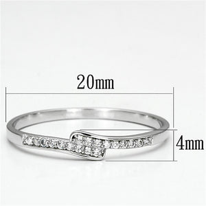 TS077 - Rhodium 925 Sterling Silver Ring with AAA Grade CZ  in Clear