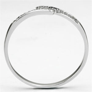 TS077 - Rhodium 925 Sterling Silver Ring with AAA Grade CZ  in Clear