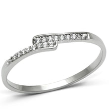 Load image into Gallery viewer, TS077 - Rhodium 925 Sterling Silver Ring with AAA Grade CZ  in Clear