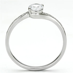 TS078 - Rhodium 925 Sterling Silver Ring with AAA Grade CZ  in Clear