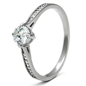 TS079 - Rhodium 925 Sterling Silver Ring with AAA Grade CZ  in Clear