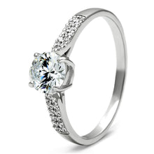 Load image into Gallery viewer, TS080 - Rhodium 925 Sterling Silver Ring with AAA Grade CZ  in Clear