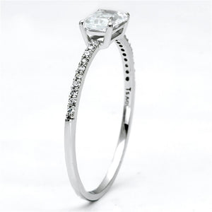 TS082 - Rhodium 925 Sterling Silver Ring with AAA Grade CZ  in Clear