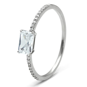 TS082 - Rhodium 925 Sterling Silver Ring with AAA Grade CZ  in Clear