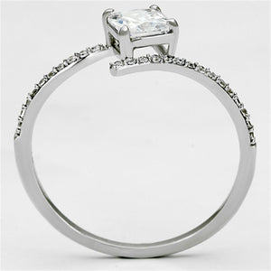 TS083 - Rhodium 925 Sterling Silver Ring with AAA Grade CZ  in Clear