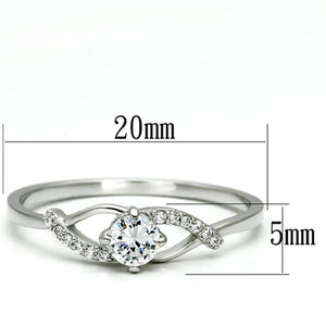 TS085 - Rhodium 925 Sterling Silver Ring with AAA Grade CZ  in Clear