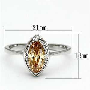 TS098 - Rhodium 925 Sterling Silver Ring with AAA Grade CZ  in Champagne