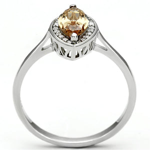 TS098 - Rhodium 925 Sterling Silver Ring with AAA Grade CZ  in Champagne