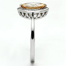 Load image into Gallery viewer, TS098 - Rhodium 925 Sterling Silver Ring with AAA Grade CZ  in Champagne