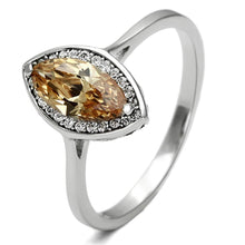 Load image into Gallery viewer, TS098 - Rhodium 925 Sterling Silver Ring with AAA Grade CZ  in Champagne