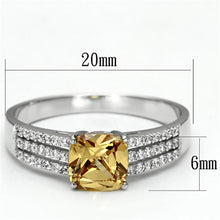 Load image into Gallery viewer, TS099 - Rhodium 925 Sterling Silver Ring with AAA Grade CZ  in Champagne