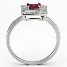 Load image into Gallery viewer, TS102 - Rhodium 925 Sterling Silver Ring with Synthetic Corundum in Ruby