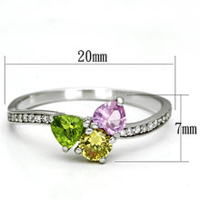 Load image into Gallery viewer, TS103 - Rhodium 925 Sterling Silver Ring with AAA Grade CZ  in Multi Color