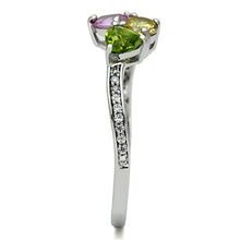 Load image into Gallery viewer, TS103 - Rhodium 925 Sterling Silver Ring with AAA Grade CZ  in Multi Color