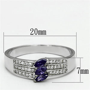 TS104 - Rhodium 925 Sterling Silver Ring with AAA Grade CZ  in Amethyst