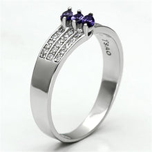 Load image into Gallery viewer, TS104 - Rhodium 925 Sterling Silver Ring with AAA Grade CZ  in Amethyst