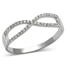 Load image into Gallery viewer, TS107 - Rhodium 925 Sterling Silver Ring with AAA Grade CZ  in Clear