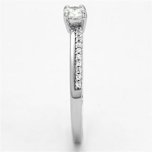 TS112 - Rhodium 925 Sterling Silver Ring with AAA Grade CZ  in Clear